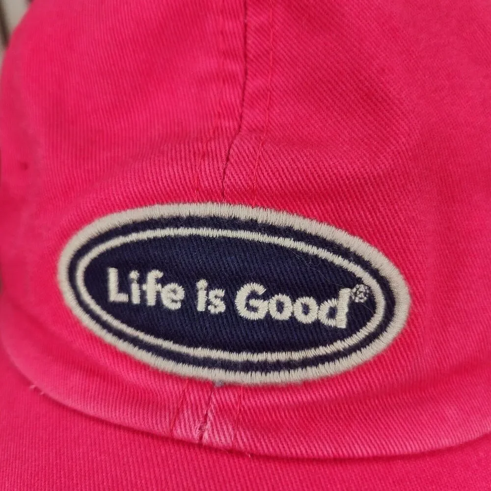 Life is Good Strapback Hat Cap Pink Canvas Mom Outdoors Gardening Hiking Camping
